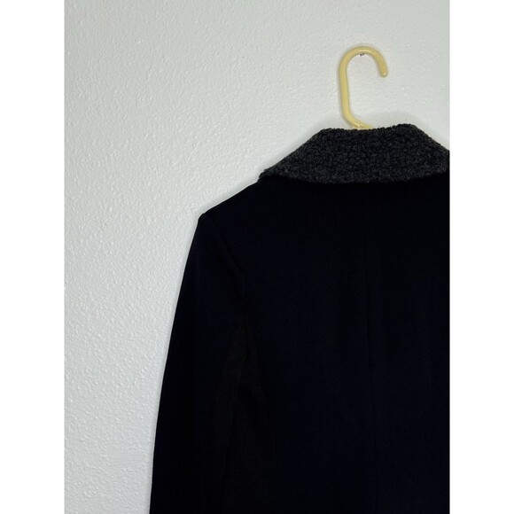 James Perse Double Breasted Cotton Pea Coat Jacket Size 2 USA Wool Blend Black - Picture 9 of 16
